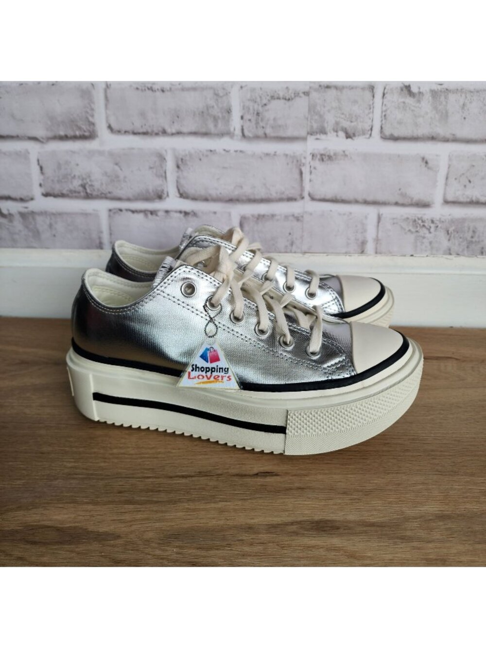 ⭐Converse Chuck Taylor Lift Double Stack Sz 8 Men's Shoes Sneaker Silver A16406C